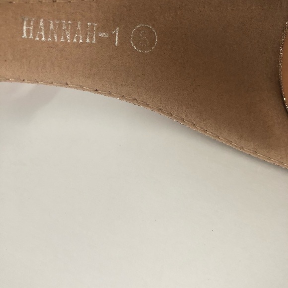 NWT Round open toe single strap Windsor high heeled sandals 8 rosegold glitter - Picture 14 of 15